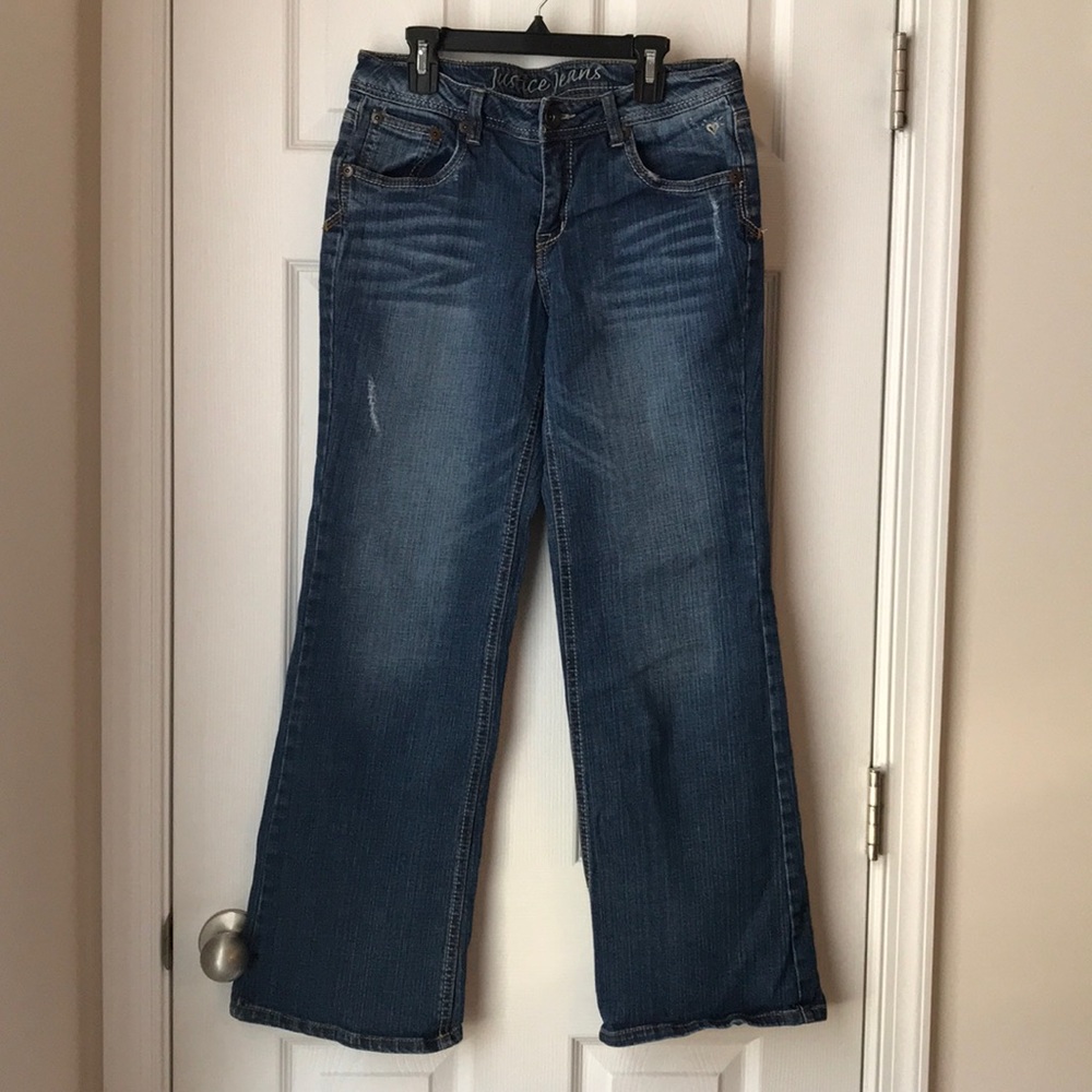 Justice Girls Simply Low Straight‎ Leg Jeans Blue Denim Size 14.5